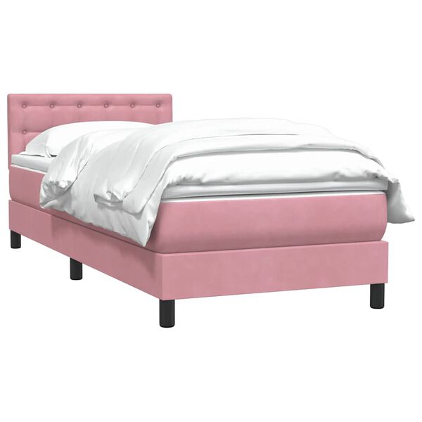 vidaXL Boxspring met matras fluweel roze 100x220 cm