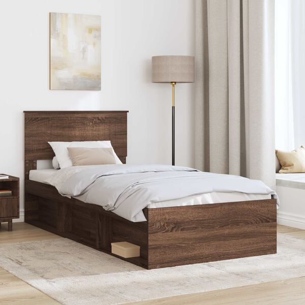 vidaXL Bedframe Bruin Eiken 90 x 190 cm Massief grenenhout