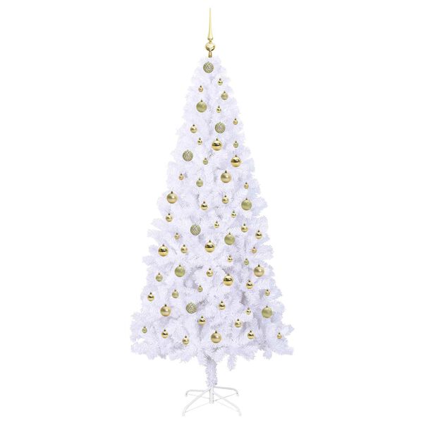 vidaXL Kunstkerstboom met 300 LED Wit 210 cm PVC en staal