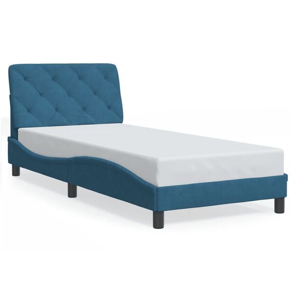 vidaXL Bedframe zonder matras fluweel blauw 90x200 cm