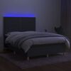 vidaXL Boxspring met matras en LED stof donkergrijs 140x200 cm