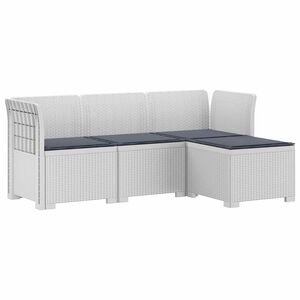 vidaXL 4-Persoons Tuinbank met Kussens Rieten Look PP Wit