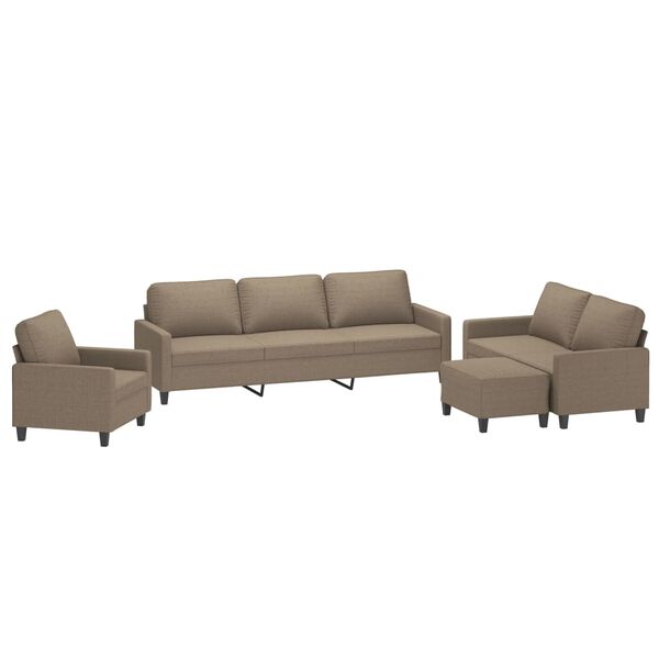 vidaXL 4-delige Loungeset met kussens stof taupe