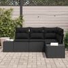 vidaXL Tuin Sofa Set 4 pcs Zwart poly rattan