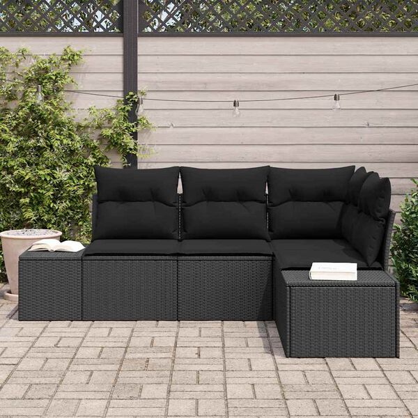 vidaXL Tuin Sofa Set 4 pcs Zwart poly rattan