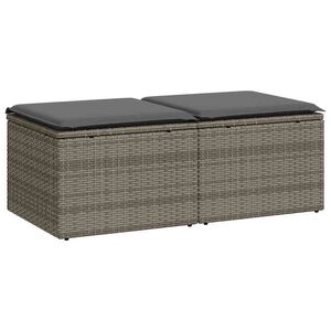 vidaXL 2-delige Loungeset met kussens poly rattan acacia grijs