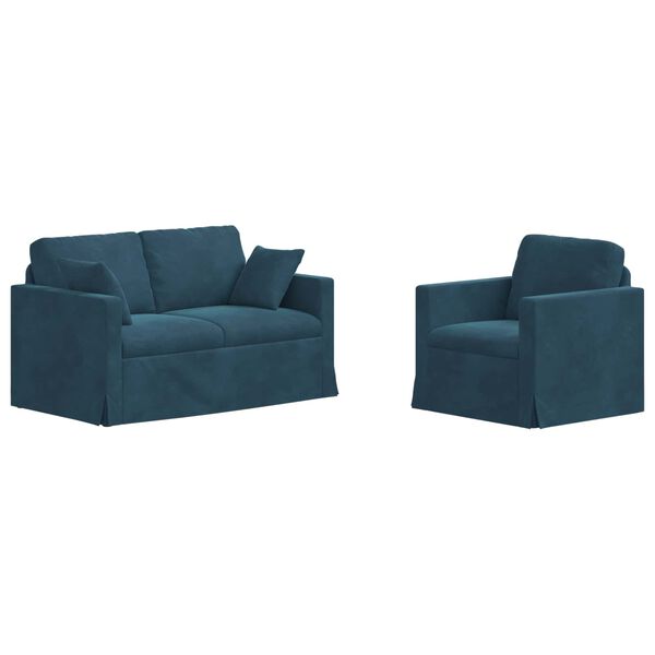 vidaXL Bank 2 pcs Blauw 138 x 78 x 80 cm Fluweel
