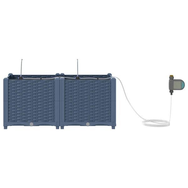 vidaXL Tuin Bloempot 2 pcs Grijs 80 x 40 x 37,5 cm Kunststof