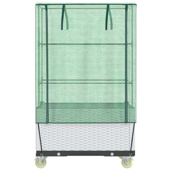 vidaXL Plantenbak verhoogd met hoes en wielen 80x50x182 cm rattanlook