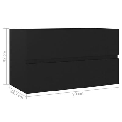 vidaXL Wastafelkast 80x38,5x45 cm spaanplaat zwart