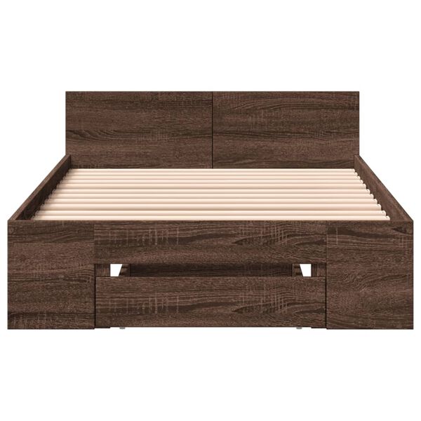 vidaXL Bedframe met lade bewerkt hout bruin eikenkleurig 90x200 cm