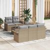 vidaXL Bankstel met kussen 6 pcs Beige poly rattan