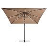 vidaXL Zweefparasol met LED en stalen paal 250x250 cm taupe