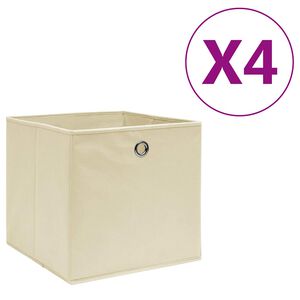 vidaXL Opbergboxen 4 st 28x28x28 cm nonwoven stof cr&egrave;mekleurig