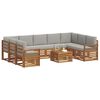 vidaXL Sofa-Sets 10 pcs Natuurlijk en Lichtgrijs Massief Acaciahout