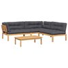 vidaXL 4-delige Loungeset pallet met kussens massief acaciahout