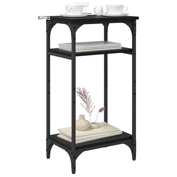 vidaXL Bijzettafel met plank Zwart Eiken 40 x 30 x 75 cm Bewerkt hout