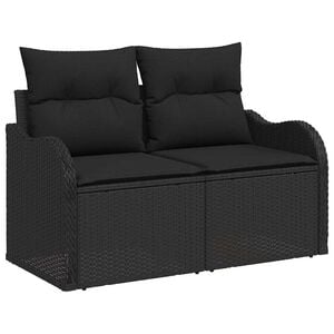 vidaXL Tuinbank met kussen Zwart 121 x 62 x 69cm poly rattan