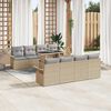 vidaXL Tuin Sofa Set met kussen met opslag 9 pcs Beige Poly riet