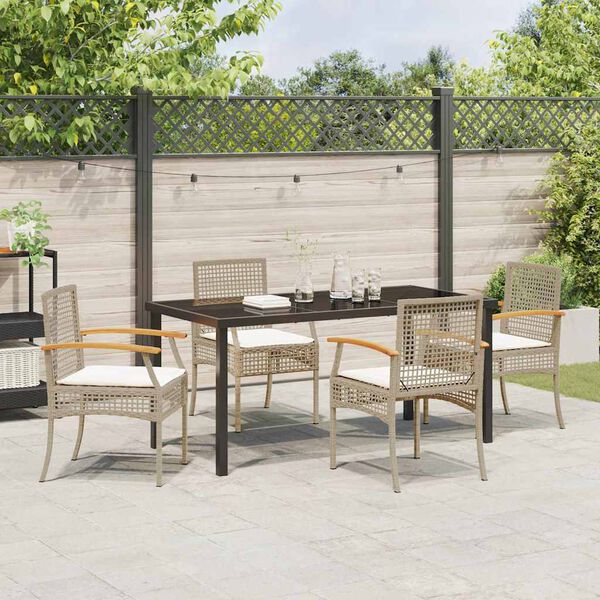 vidaXL Tuin Eetset 5 pcs Beige poly rattan
