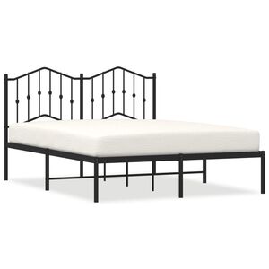 vidaXL Bedframe met hoofdbord metaal zwart 140x200 cm