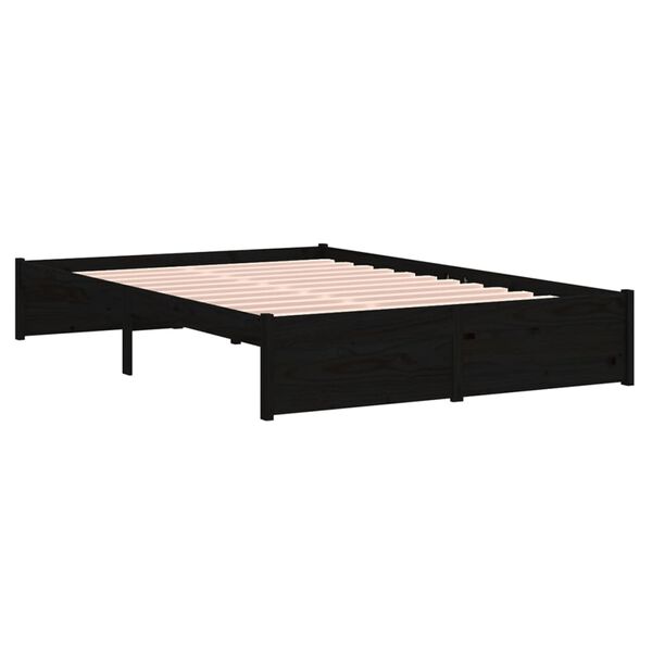 vidaXL Bedframe massief hout zwart 120x190 cm