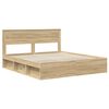 vidaXL Bedframe met hoofdeinde Sonoma 200 x 200 cm Massief grenenhout