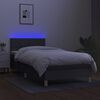 vidaXL Boxspring met matras en LED stof donkergrijs 90x200 cm