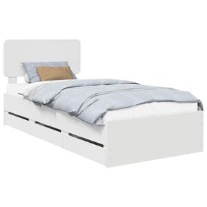 vidaXL Bedframe met hoofdeinde Wit 75 x 190 cm Geconstrueerd hout