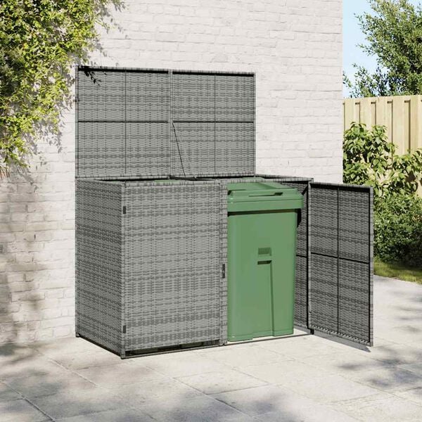 vidaXL Containerberging dubbel 148x77x111 cm poly rattan antraciet