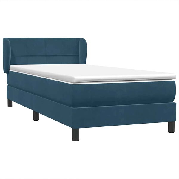 vidaXL Boxspring met matras fluweel donkerblauw 80x220 cm