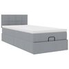vidaXL Bed poef met matras en LED's stof 80x200 cm lichtgrijs