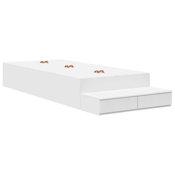 vidaXL Opbergbedframe met lade Wit 236.5 x 80 x 31.5 cm Bewerkt hout