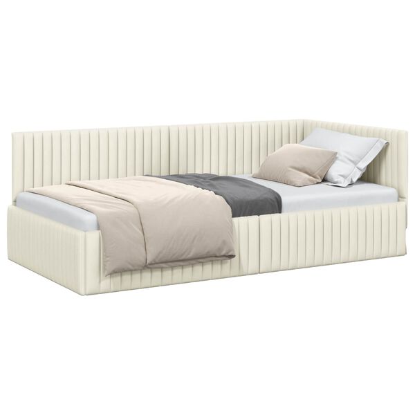 vidaXL Hoekbedframe met hoofdeinde Crème 100 cm x 200 cm Fluweel
