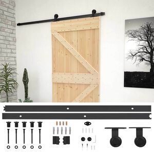 vidaXL Schuifdeur 90 x 210 cm Massief grenenhout Naturel en Zwart