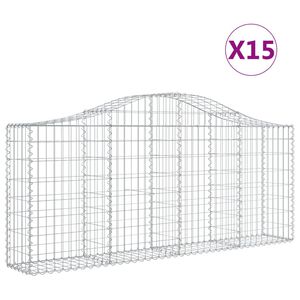 vidaXL Schanskorven 15 st gewelfd 200x30x80/100 cm ijzer
