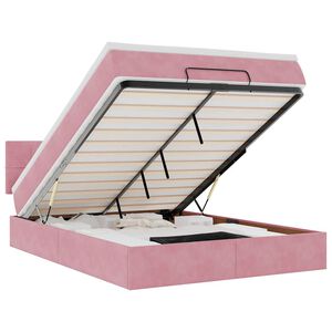 vidaXL Ottoman bed met matras en LED's 140x190cm fluweel roze