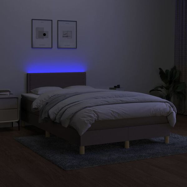vidaXL Boxspring met matras en LED stof taupe 120x200 cm