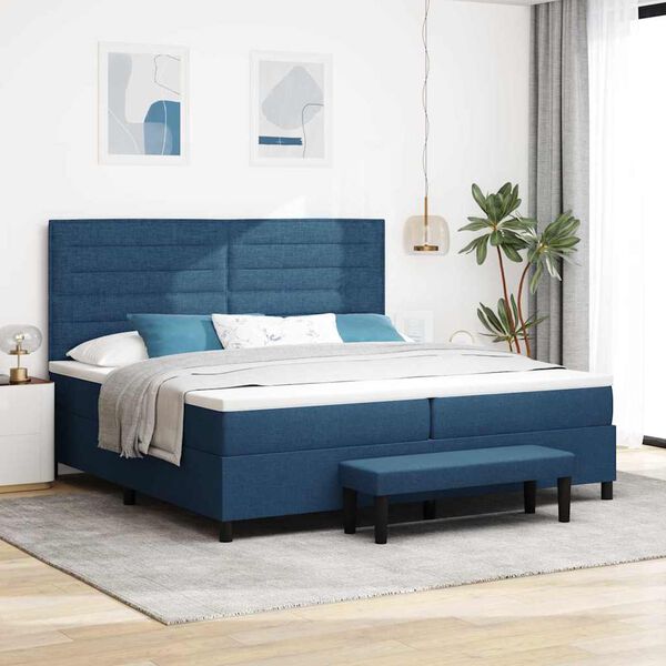 vidaXL Boxspringbed met matras met hoofdeinde Blauw 200 x 200 cm Stof