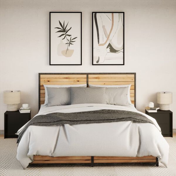 vidaXL Nachtkastjes met LED-verlichting 2 st bewerkt hout zwart