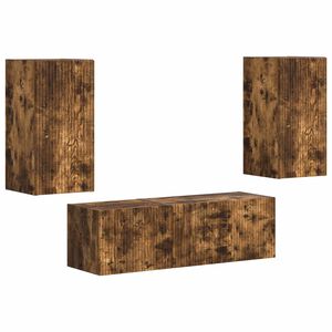 vidaXL TV Wandkast Set Wandgemonteerd 4 pcs Gerookt eiken Bewerkt hout