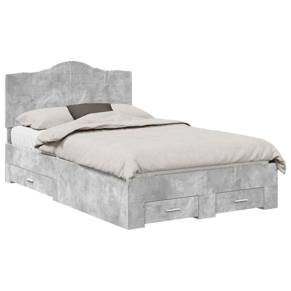 vidaXL Bedframe met hoofdeinde Beton Grijs 120 x 190 cm Bewerkt hout