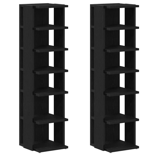 vidaXL Schoenenkasten 2 st 25x27x102 cm bewerkt hout zwart eikenkleur