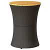 vidaXL Tuinbijzettafel trommelvormig poly rattan en massief hout zwart