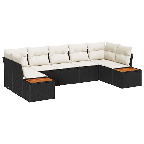 vidaXL Tuin Sofa Set met kussen 7 pcs Zwart poly rattan