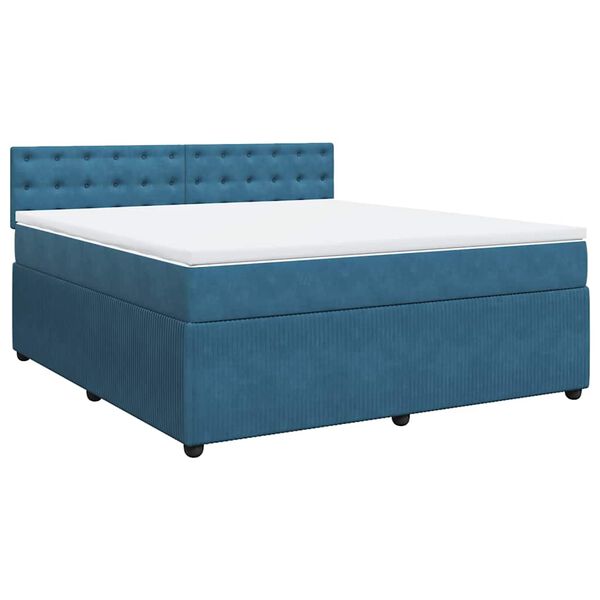 vidaXL Boxspring met matras fluweel blauw 180x200 cm