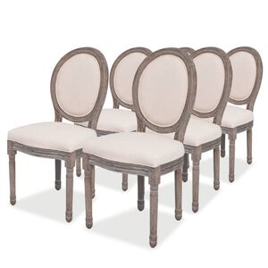 vidaXL Eetkamerstoelen 6 st stof cr&egrave;mekleurig