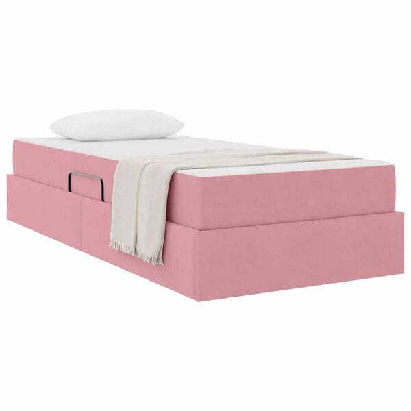 vidaXL Opbergbed met matras met matras Roze 90 x 200 cm Fluweel