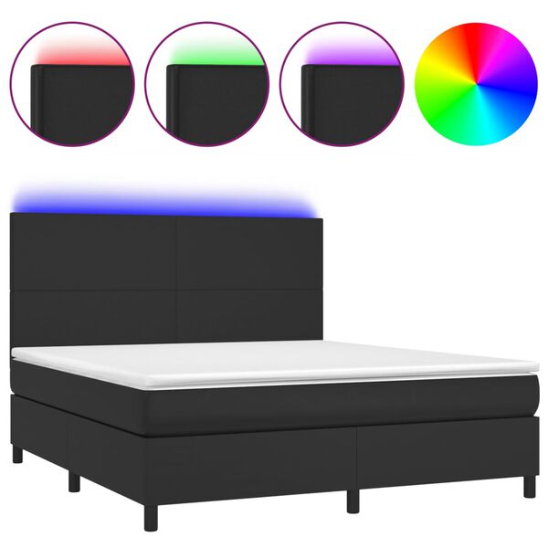 vidaXL Boxspring met matras en LED kunstleer zwart 160x200 cm
