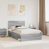 vidaXL Bedframe Grijs Sonoma 120 x 190 cm Massief grenenhout